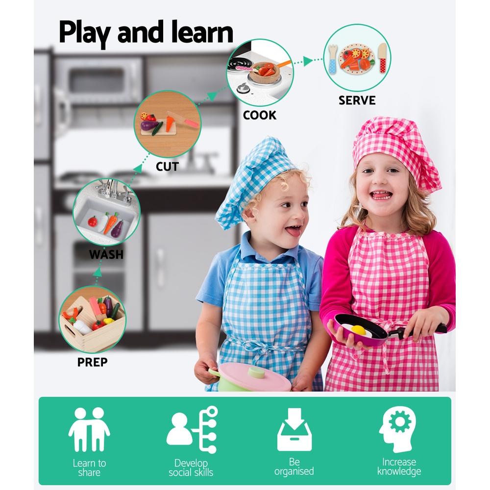 Kids Kitchen Play Set Wooden Pretend Toys Cooking Children Stove