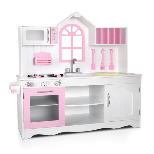 Kids Kitchen Play Set Wooden Pretend Toys Cooking Children