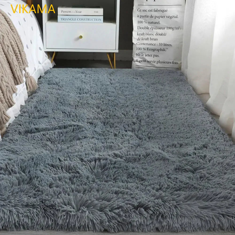 VIKAMA Simple Silk Wool Plush Carpet Bedroom Living Room Bed Blanket