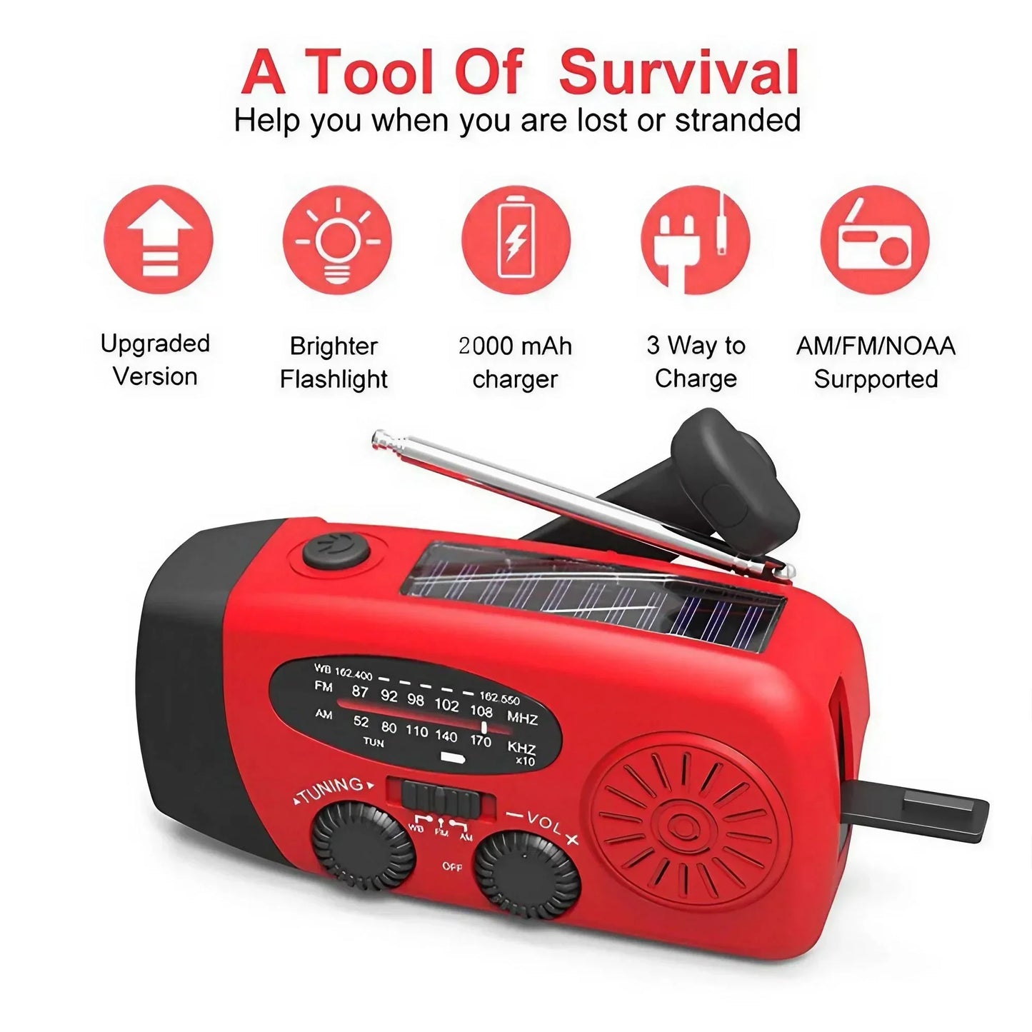 STONEGO Multifunctional FM Radio Outdoor Emergency Hand-crank