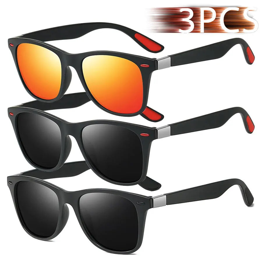 3 Pieces Fashion Unisex Vintage Square Sunglasses For Men Women