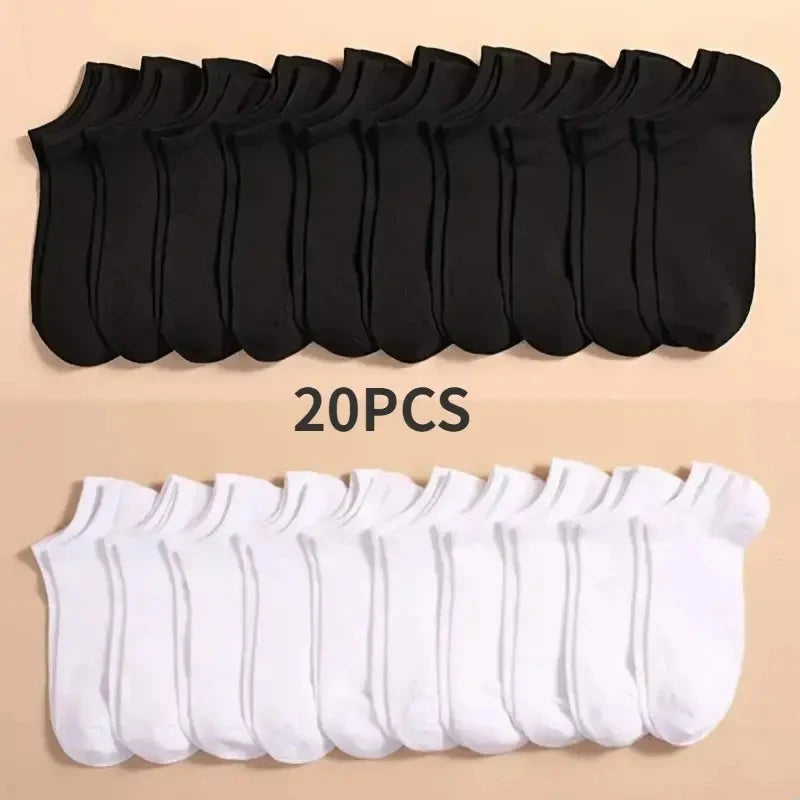 10 Pairs Unisex Solid Color Boat Socks Leisure Invisible Business