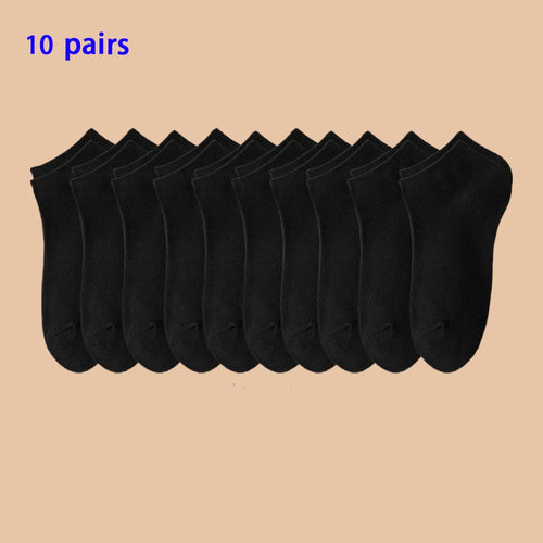 10 Pairs of Men's/women's Boat Socks, Plain Color, Anti Odor, Summer