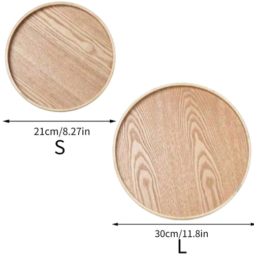 Round Wooden Serving Tray 21/27/30cm Wood Platte Decorative Tray for
