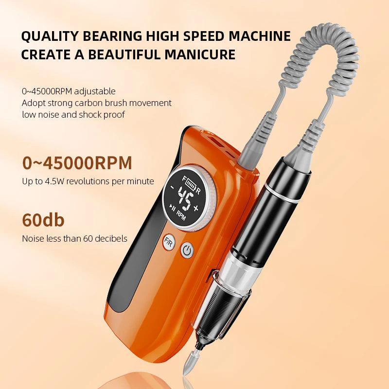 45000RPM Nail Drill Electric Nail Sander With HD LCD Display