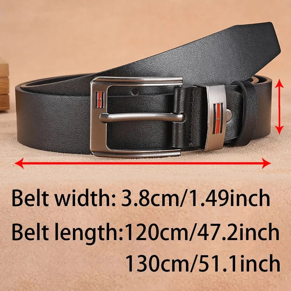 Genuine Leather For Men's High Quality Buckle Jeans Cowskin Casual