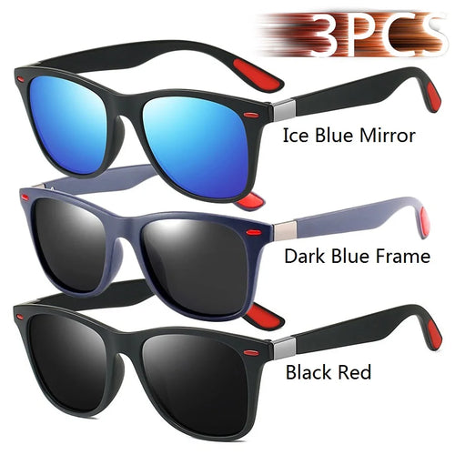 3 Pieces Fashion Unisex Vintage Square Sunglasses For Men Women