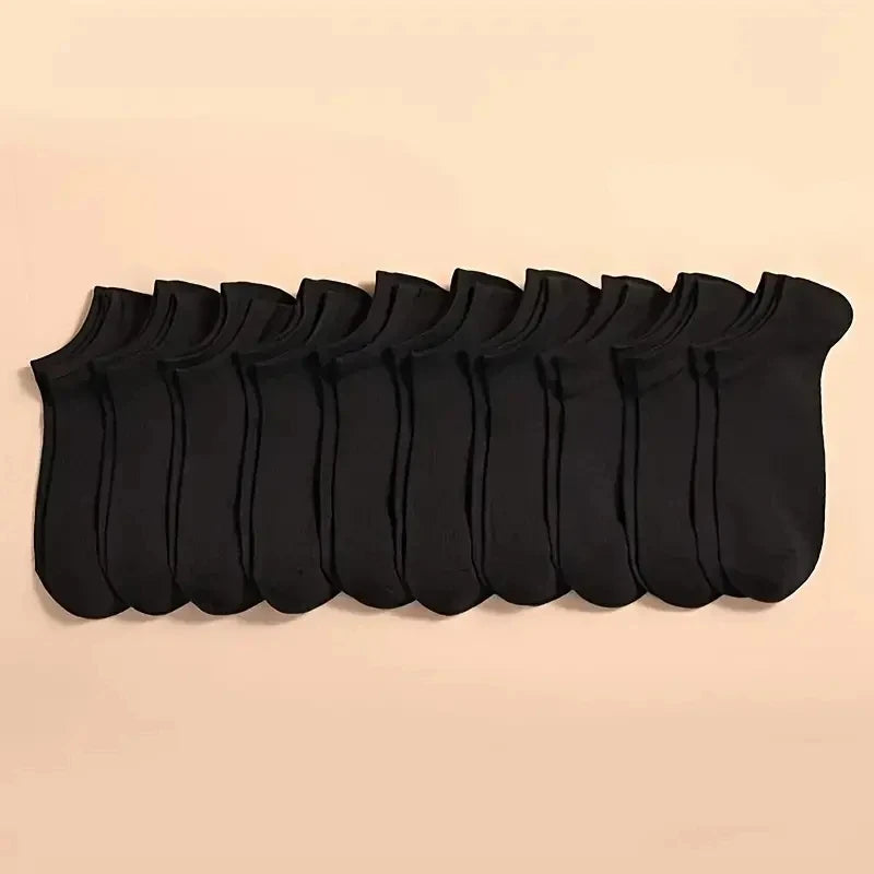 10 Pairs Unisex Solid Color Boat Socks Leisure Invisible Business