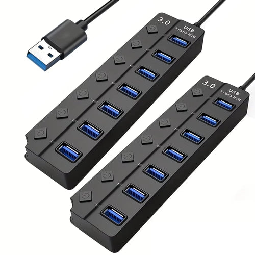4/7-Port USB 3.0 Hub with LED Indicator Independent Switch Control for