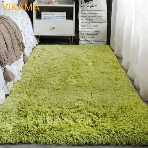 VIKAMA Simple Silk Wool Plush Carpet Bedroom Living Room Bed Blanket