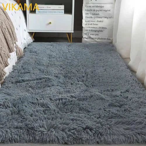 VIKAMA Simple Silk Wool Plush Carpet Bedroom Living Room Bed Blanket