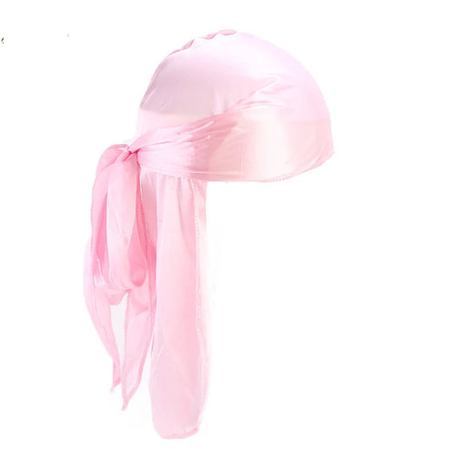 Men's Silky Turban Head Wrap Hat Wig For Men Women Satin Couple Biker