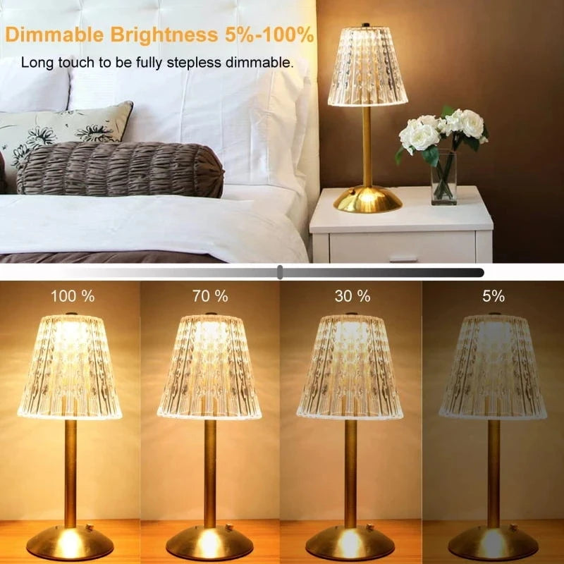 Bar Touch Table Lamp Rechargeable Wireless Desk Lamp Portable Bedroom