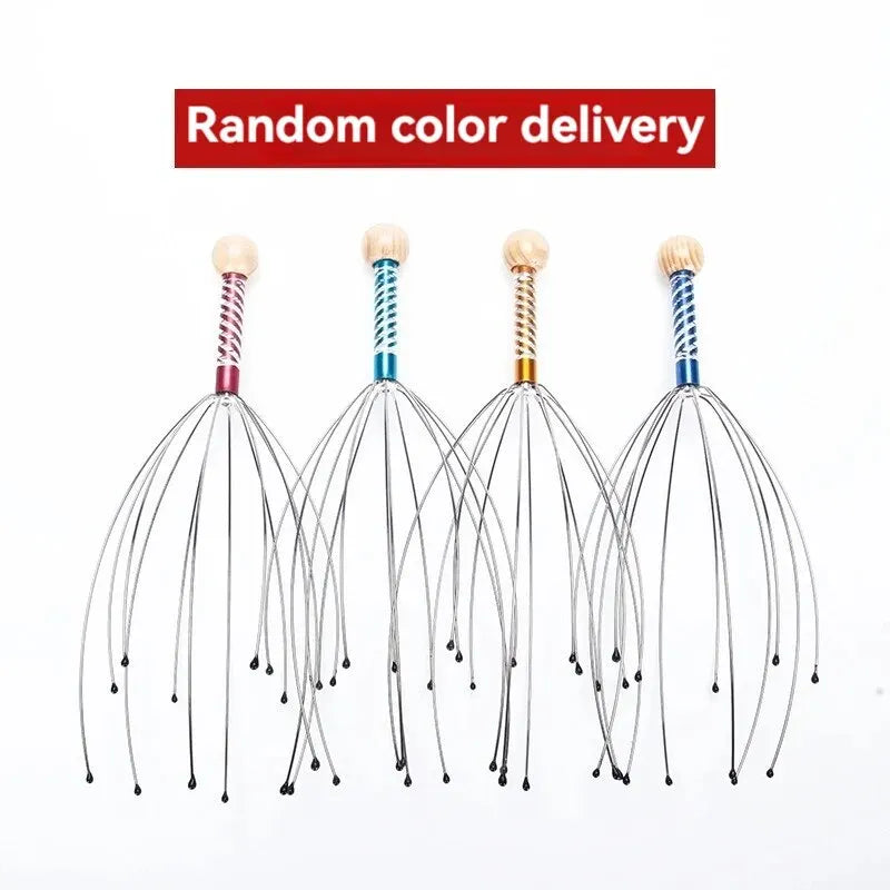 Octopus Head Massager Stainless Steel Engraved Head Relaxer Brain