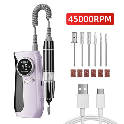 45000RPM Nail Drill Electric Nail Sander With HD LCD Display