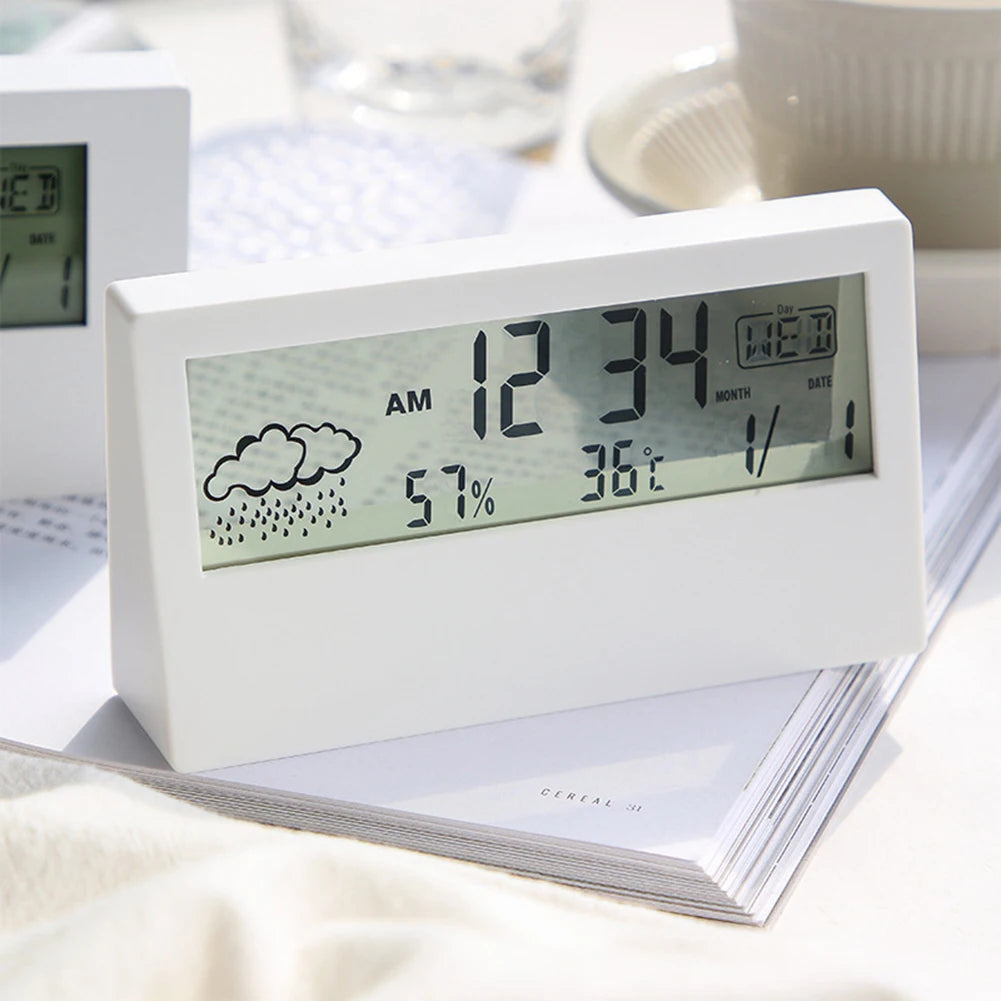 Thermo-Hygrometer Clock Creative Weather Display Electronic Alarm