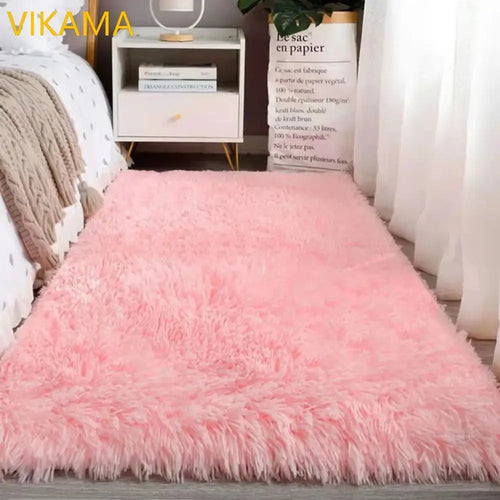 VIKAMA Simple Silk Wool Plush Carpet Bedroom Living Room Bed Blanket