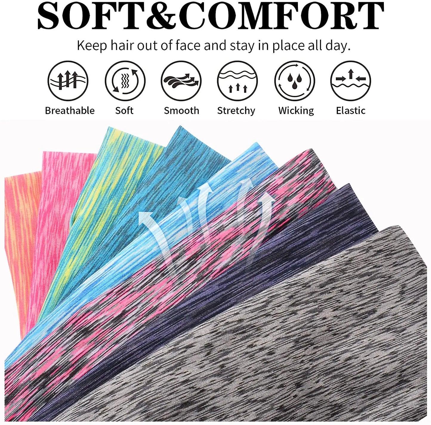 3PCS Sweatband for Men Women Elastic Sport Hairbands Head Band Yoga