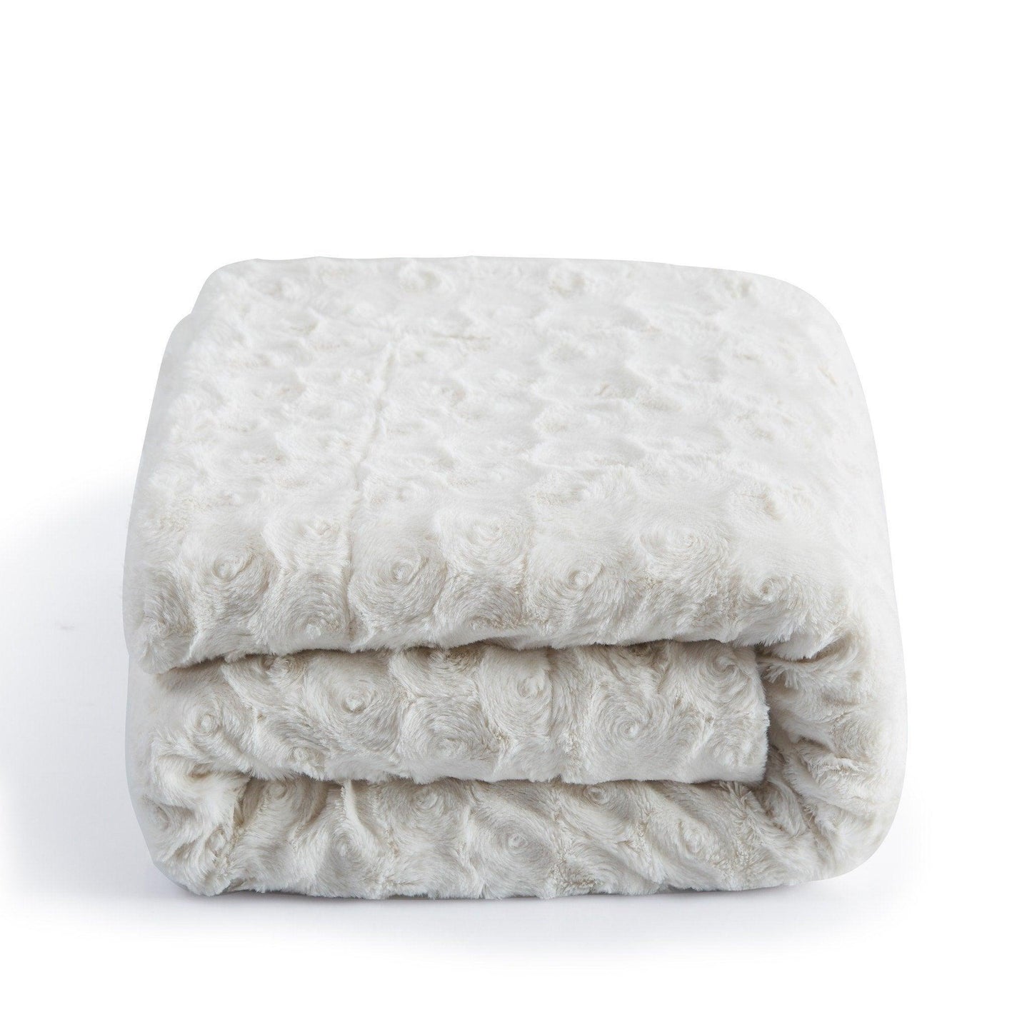 DaDa Bedding Luxury White Roses Fluffy Soft Sherpa Backside Faux Fur