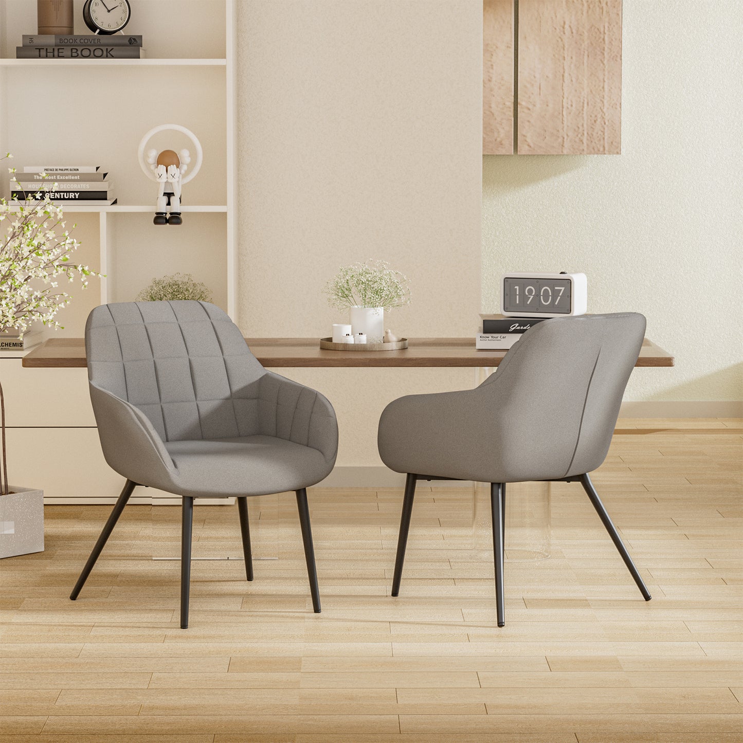 Modern curved backrest with armrests and padded seat