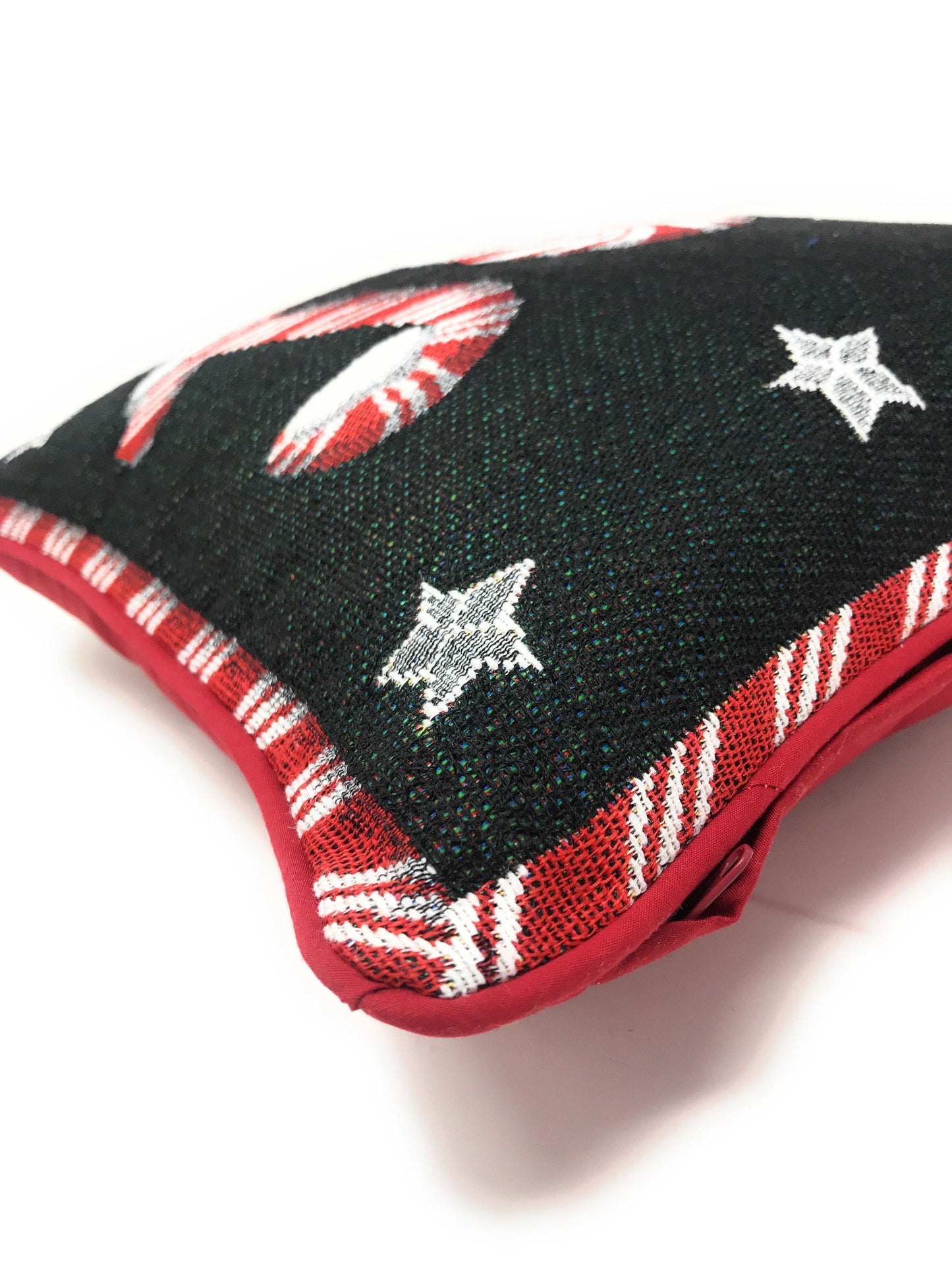 DaDa Bedding Peppermint Joy Stars Red Black Tapestry Throw Pillow