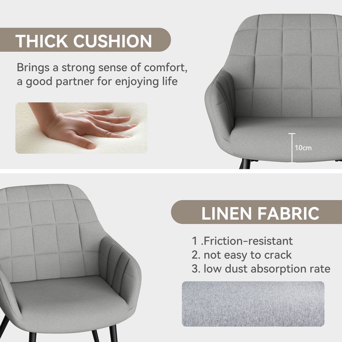 Modern curved backrest with armrests and padded seat
