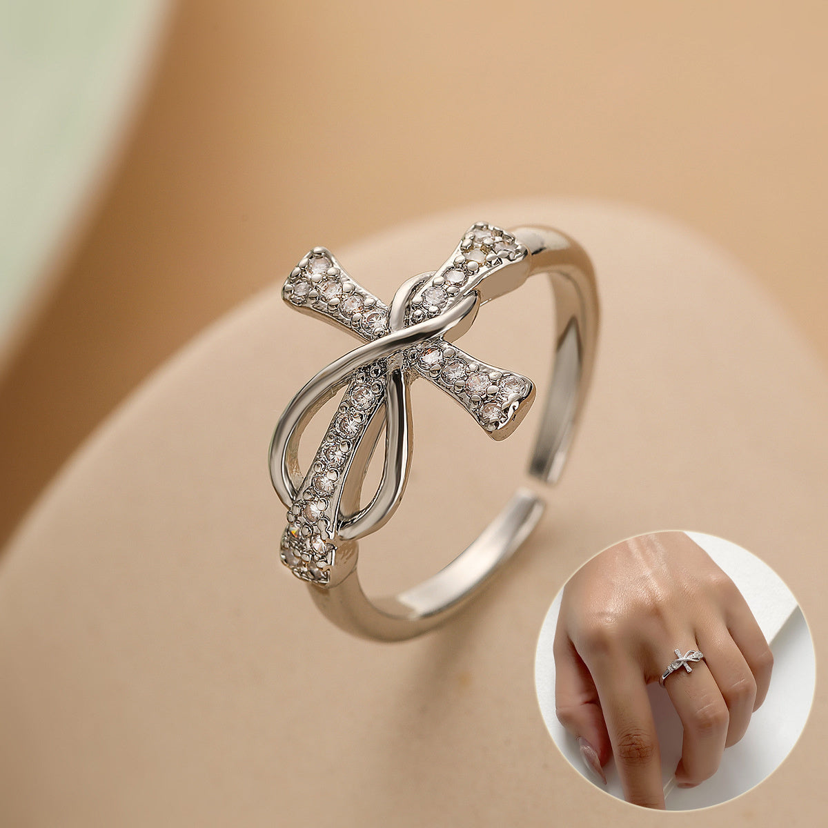 Simple Color Matching Copper Ring Fashion Cross Evil Rings For Women