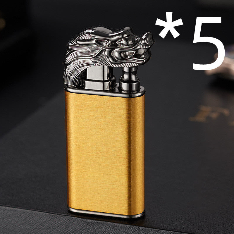 Creative Blue Flame Lighter Dolphin Dragon Tiger Double Fire Metal