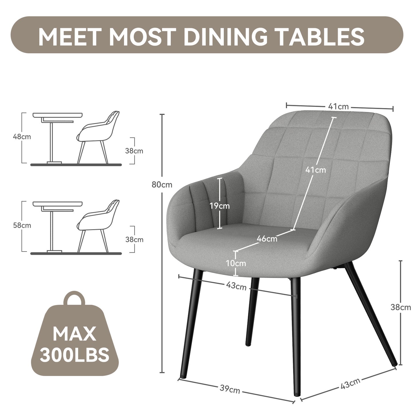 Modern curved backrest with armrests and padded seat