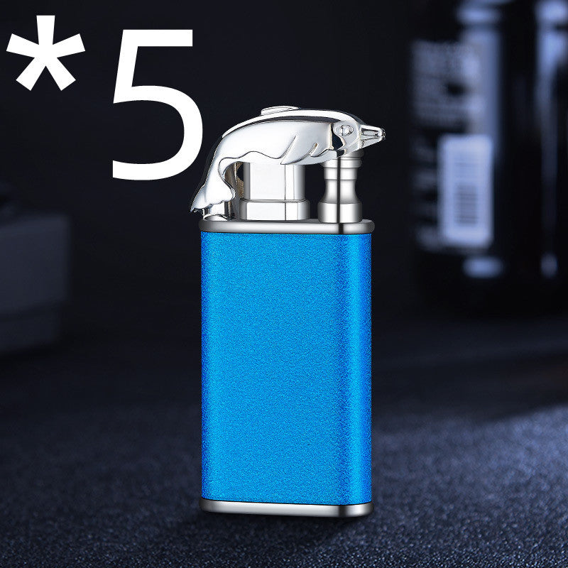 Creative Blue Flame Lighter Dolphin Dragon Tiger Double Fire Metal