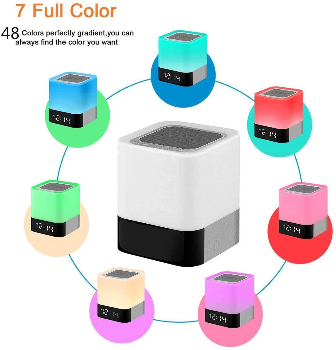 Alarm Clock Bluetooth Speaker LED Light Portable Desktop Audio