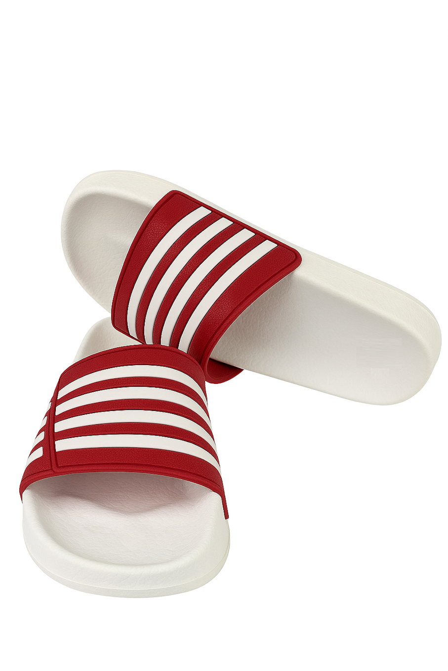 White and Red Striped Slide Sandals (Size 6 UK)