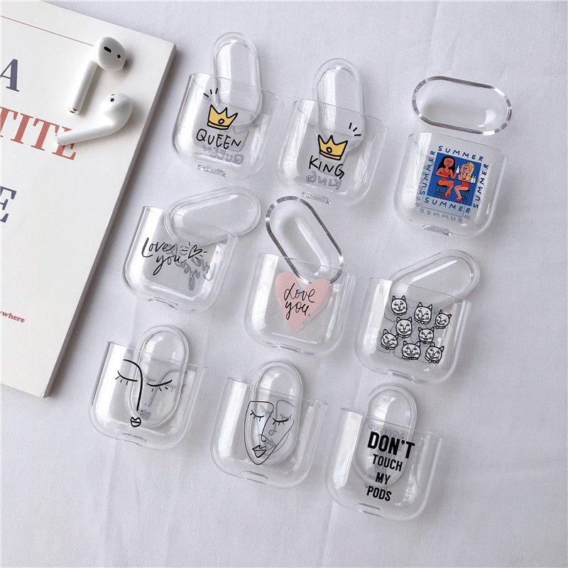 fashion painting Accessories case for Airpods 1 2 Clear Bluetooth