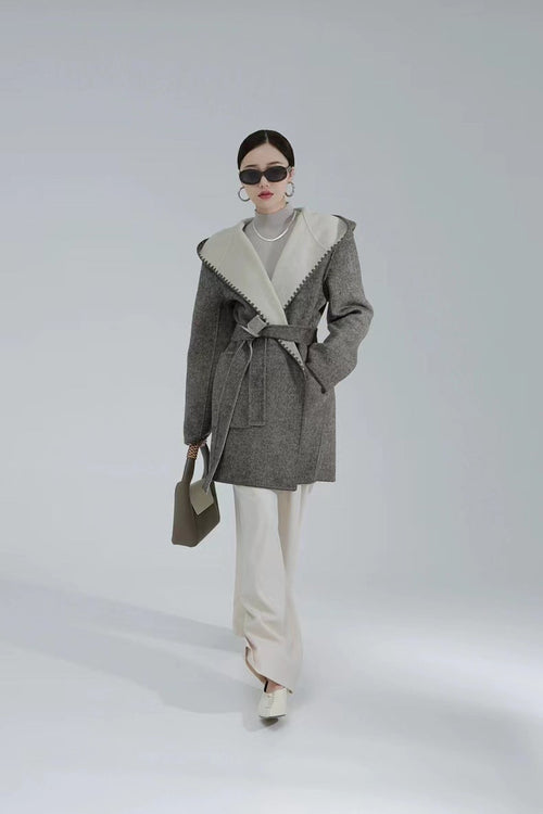 Women's Fashion Reversible Cashmere Coat – Luxury & Versatility