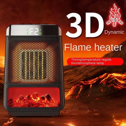 Fan Heater 3D Dynamic Flame Bathroom Home Heater 1500W Portable