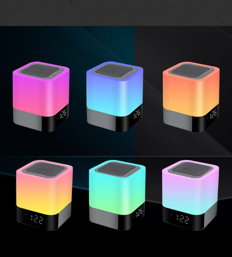 Alarm Clock Bluetooth Speaker LED Light Portable Desktop Audio