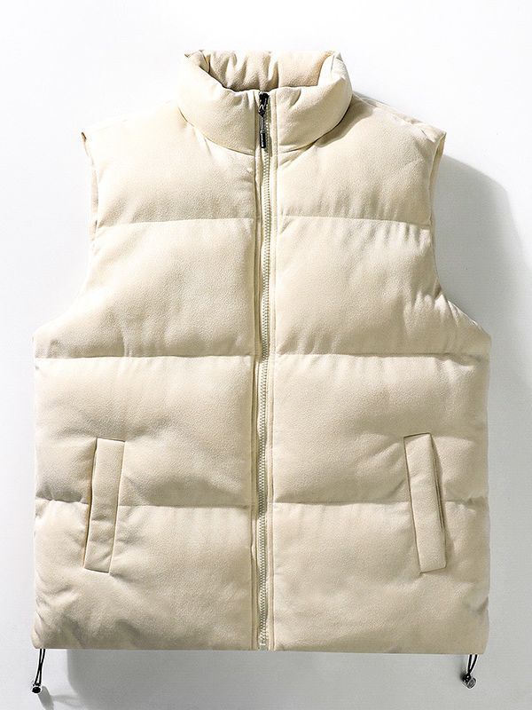 Simple Stand-up Collar Cotton-padded Clothes Vest For Men