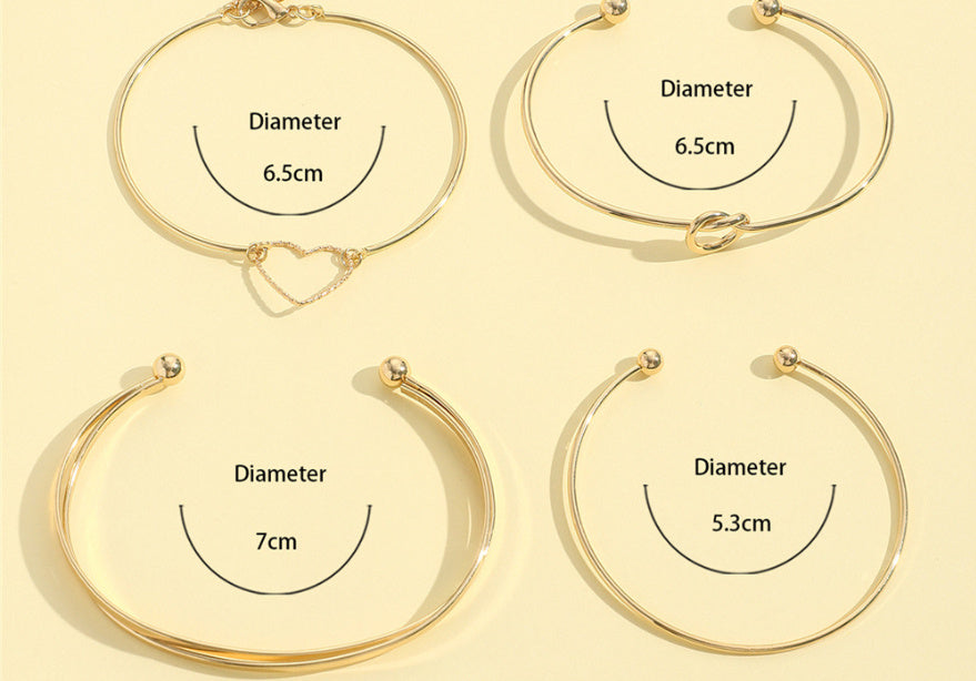 Vintage Gold Crystal Heart Letter Love Bangle Bracelet For Women