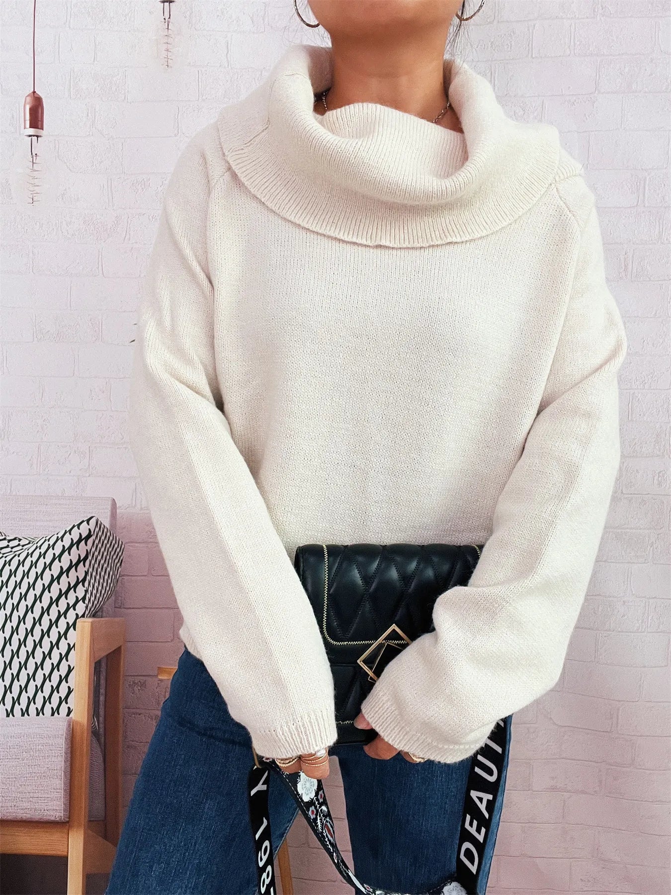 Striped Turtleneck Long Sleeve Sweater