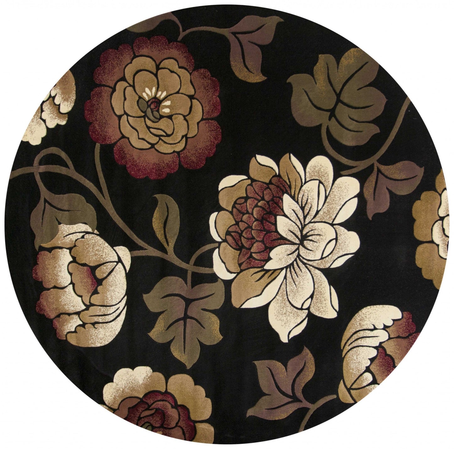 5inches x 8inches Black Floral Indoor Area Rug