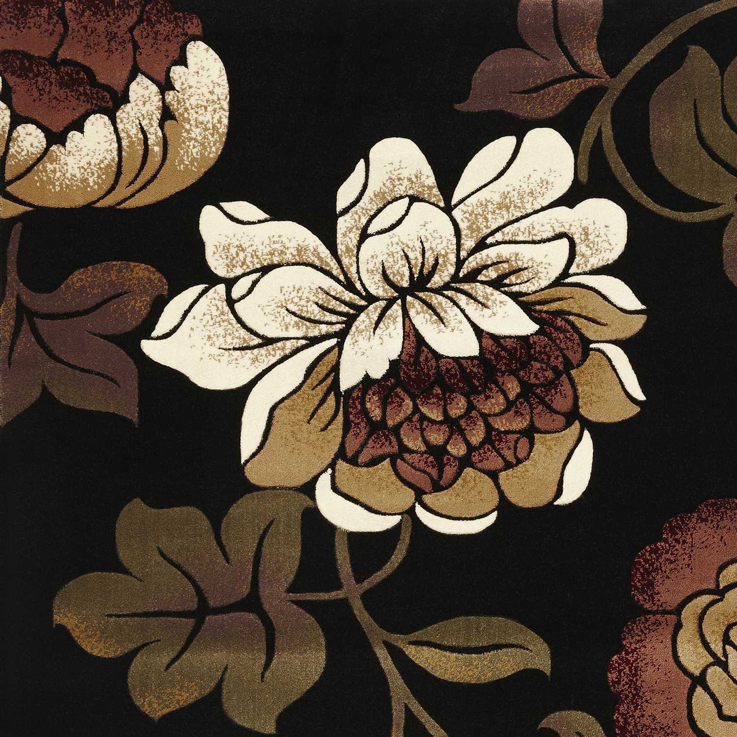 5inches x 8inches Black Floral Indoor Area Rug