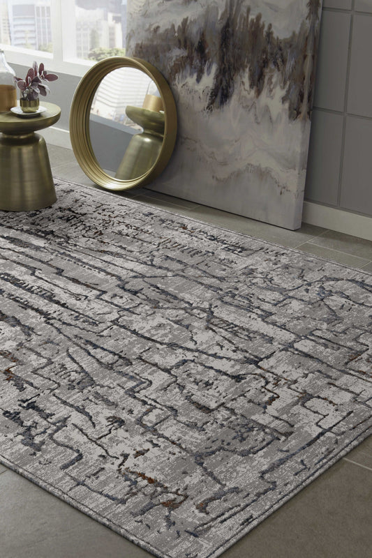 3inches x 5inches Grey Abstract Lines Area Rug