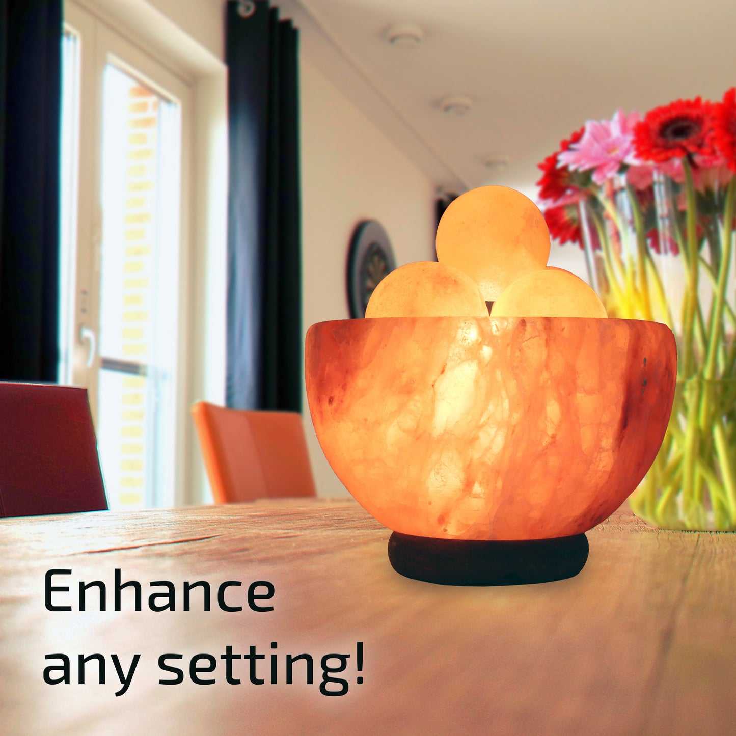 Natural Himalayan Rock Sea Salt Lamp Bowl with 6 Heated Salt