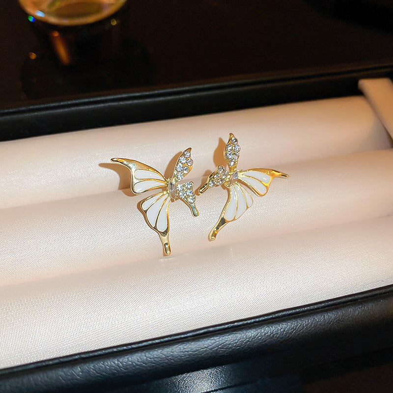 Fashion Jewelry Rhinestone Dripped Butterflies Stud Earrings Sweet