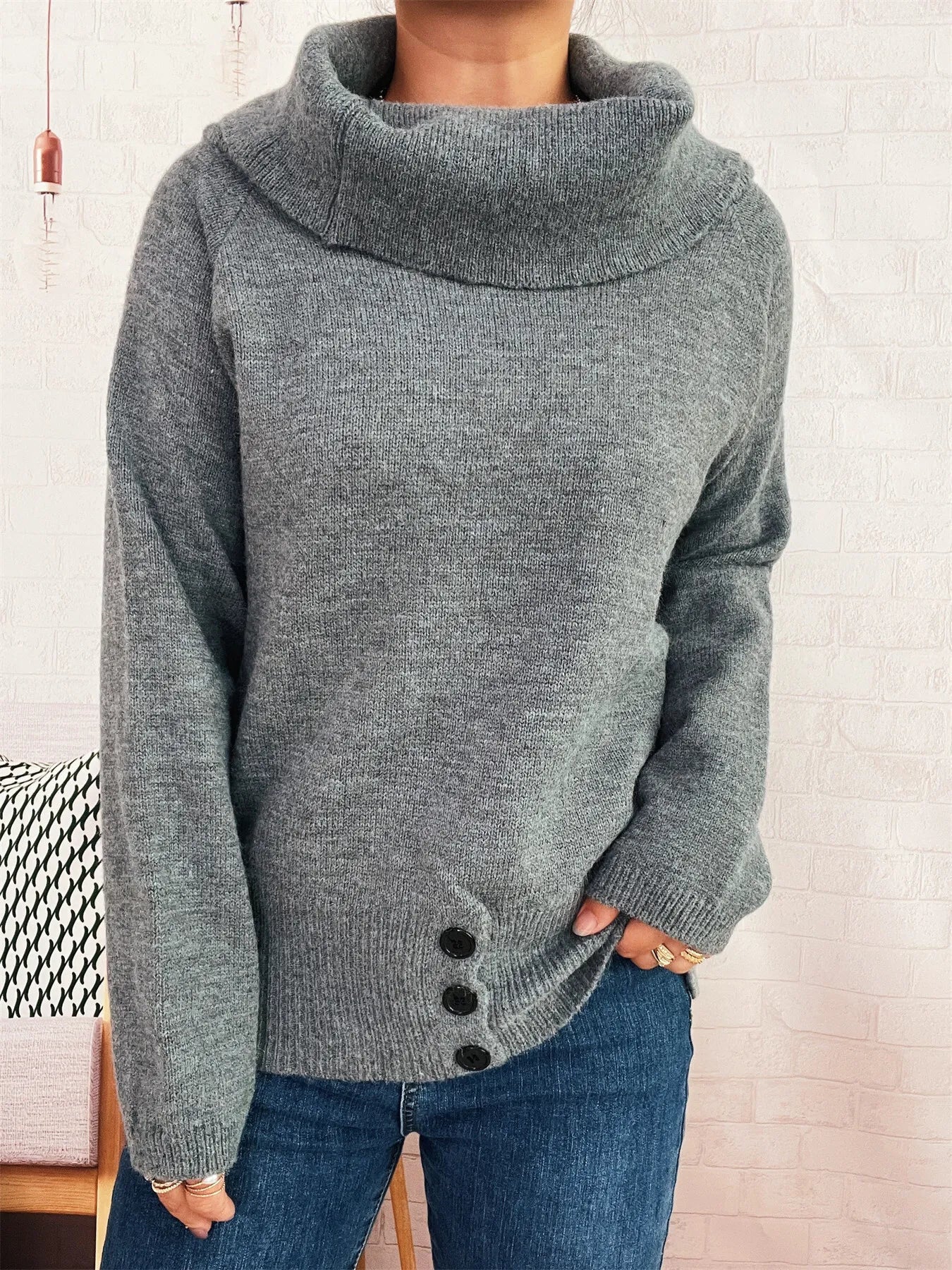 Striped Turtleneck Long Sleeve Sweater