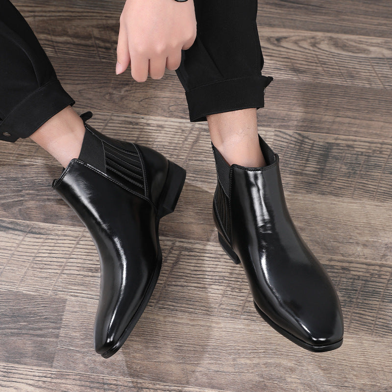 Pointed Toe Chelsea-style Boots For Men Fashion British Style Square
