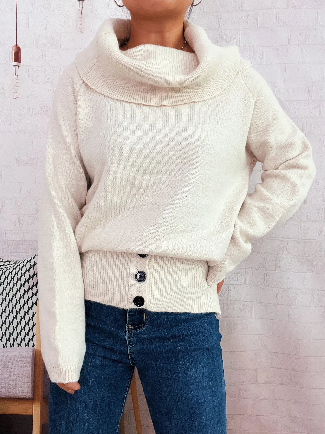 Striped Turtleneck Long Sleeve Sweater