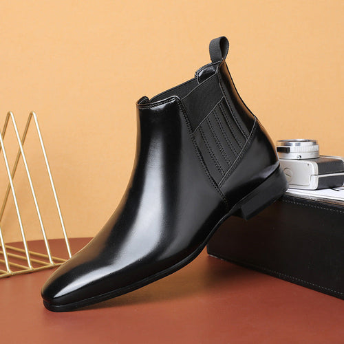 Pointed Toe Chelsea-style Boots For Men Fashion British Style Square