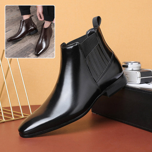 Pointed Toe Chelsea-style Boots For Men Fashion British Style Square