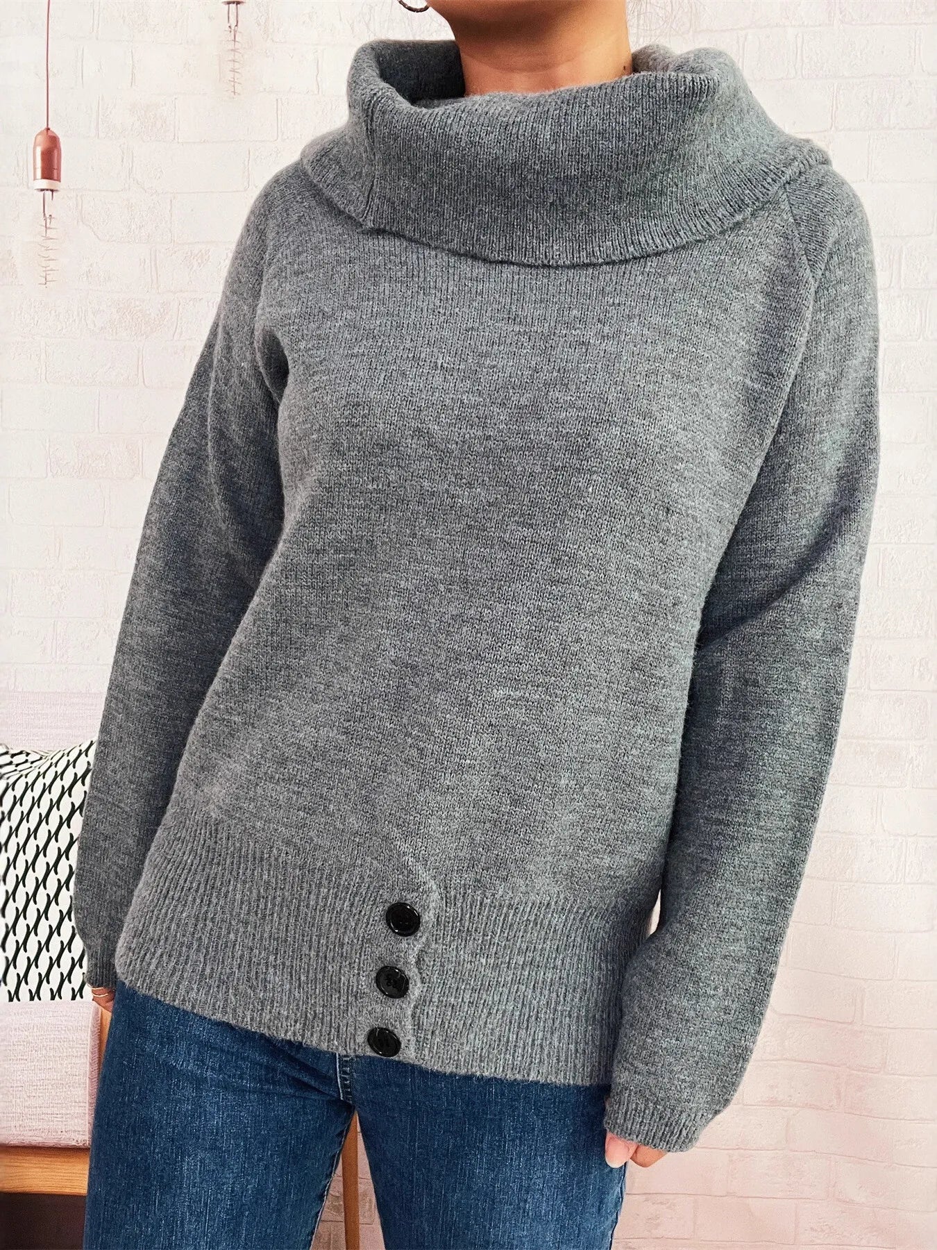 Striped Turtleneck Long Sleeve Sweater